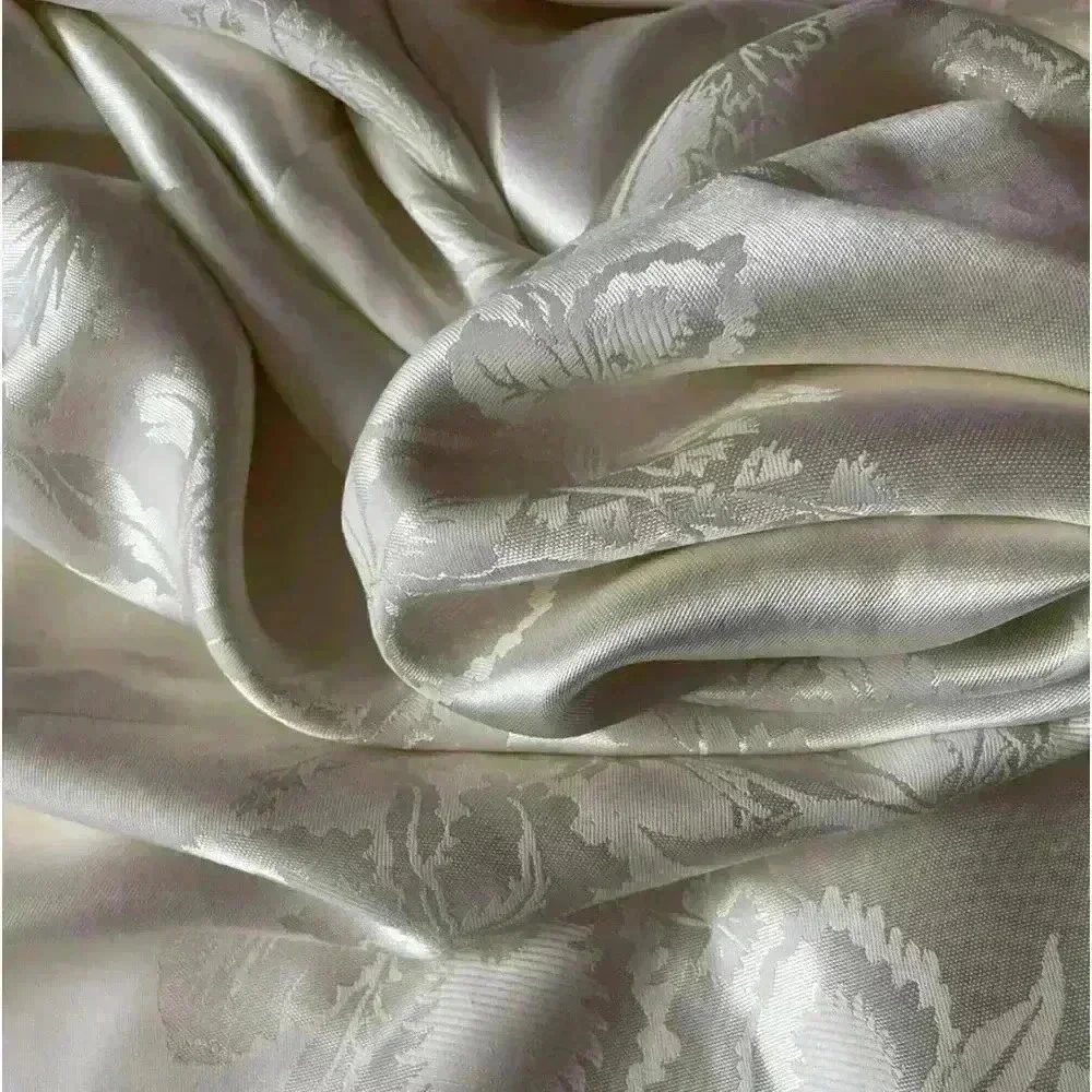Vintage Ivory Damask Rectangular Tablecloth | Floral Jacquard Elegant Wedding